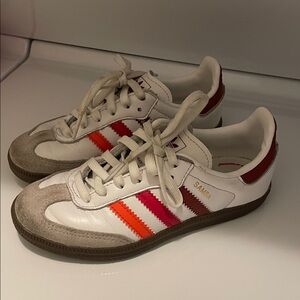Adidas Samba White with Red and Orange Accents